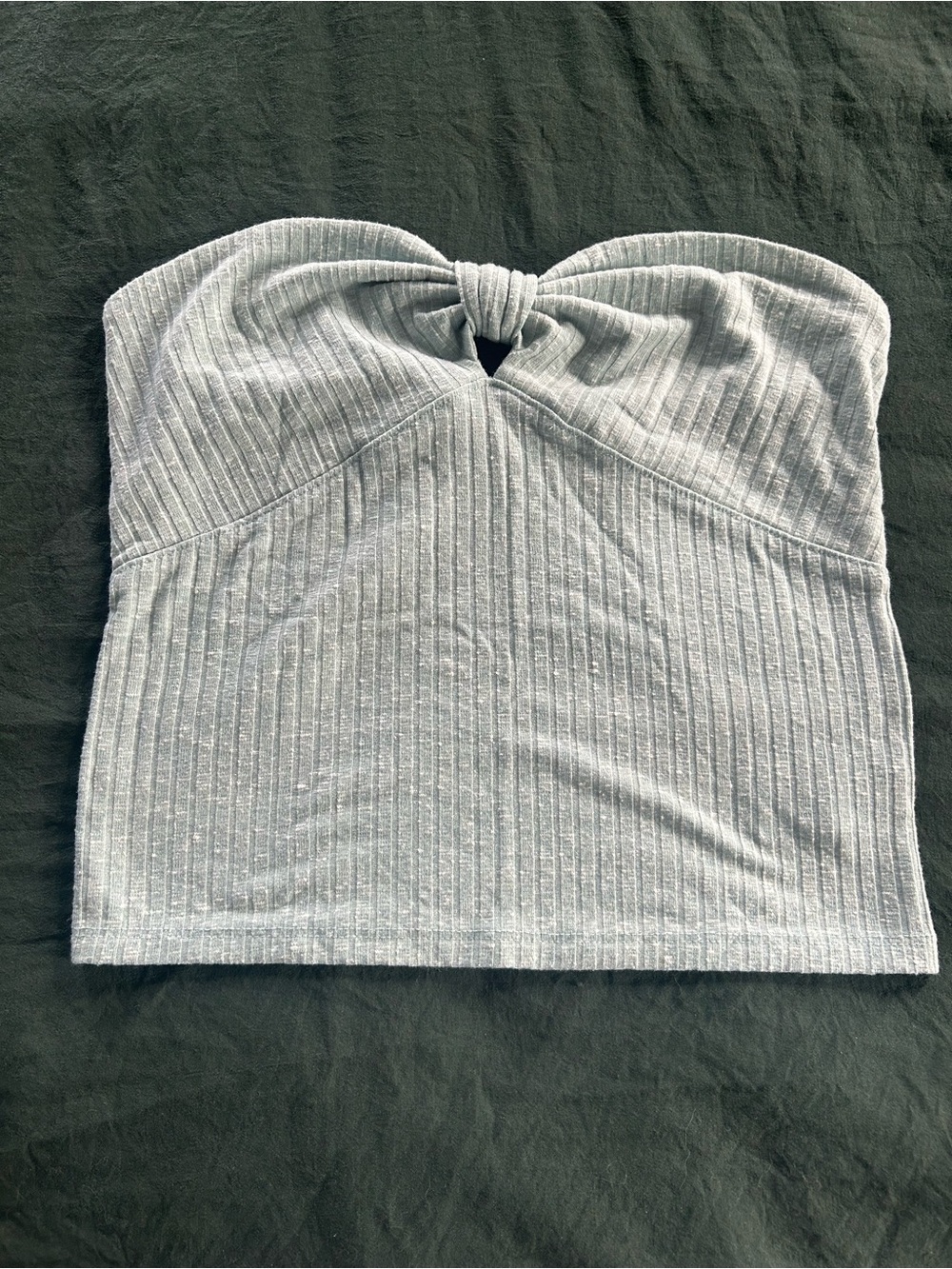 American Eagle Outfitters Light Gray Ribbed Twist-Front Tube Top